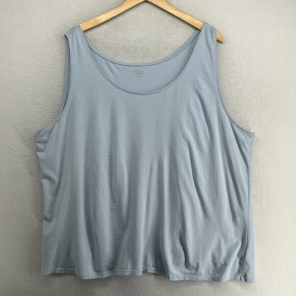 Eileen Fisher Tops - EILEEN FISHER Tank Top 3X Stretch Organic Cotton Jersey Scoop Neck Blue USA
